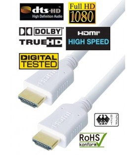 High Speed HDMI White Cable, Gold Plated Connector, 1m